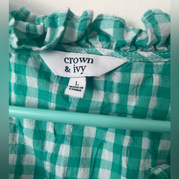 Green gingham crown and ivy dress size large - Picture 2 of 3